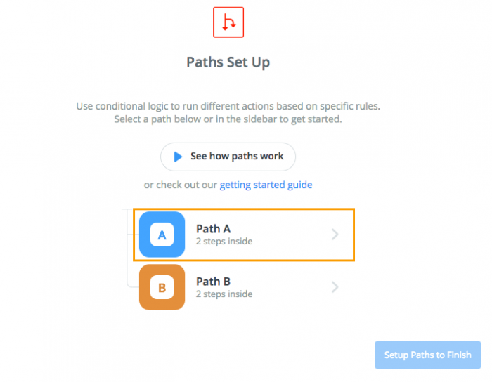 Screenshot showing how to access Zapier Paths